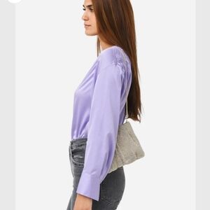 Vince V-Neck Long Sleeve Satin Blouse